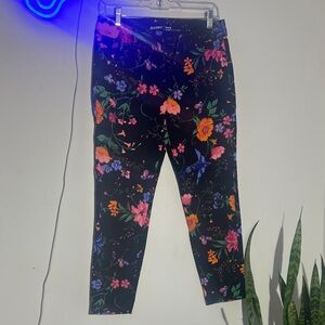 Old Navy Women's Black Leggings with Multicolor Floral Print